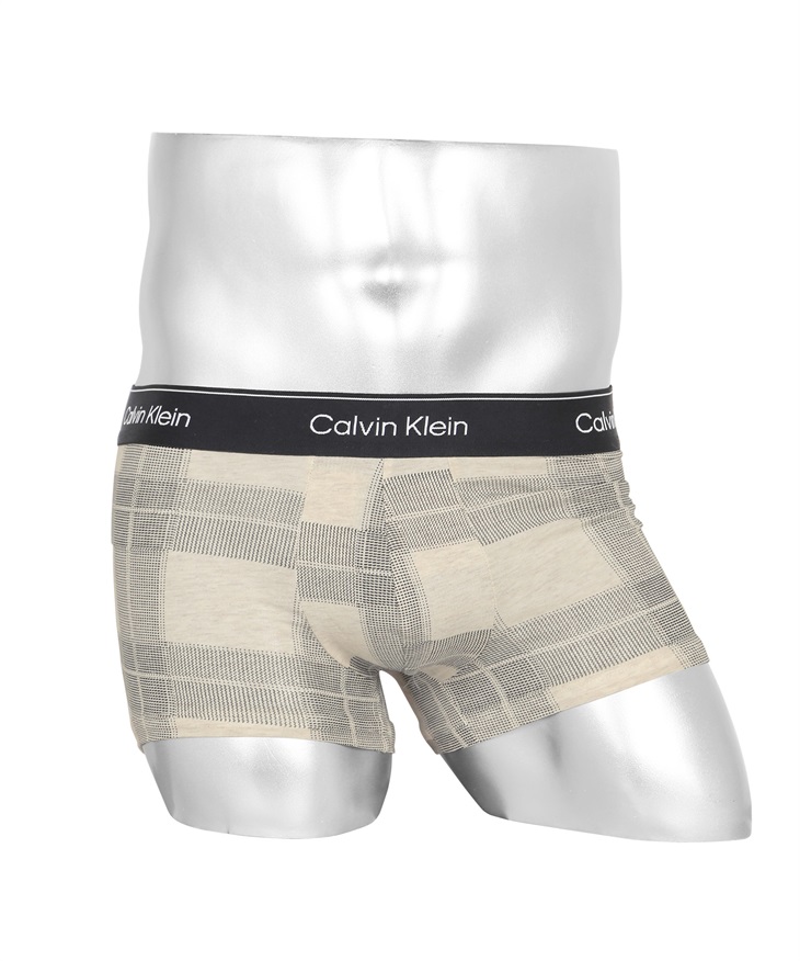 カルバンクライン Calvin Klein Modern Cotton Holiday メンズ ボクサーパンツ 綿 コットン 綿混 高級 ハイブランド チェック ロゴ ワンポイント 【メール便】(2.テクスチャオートミール-海外XL(日本XXL相当))