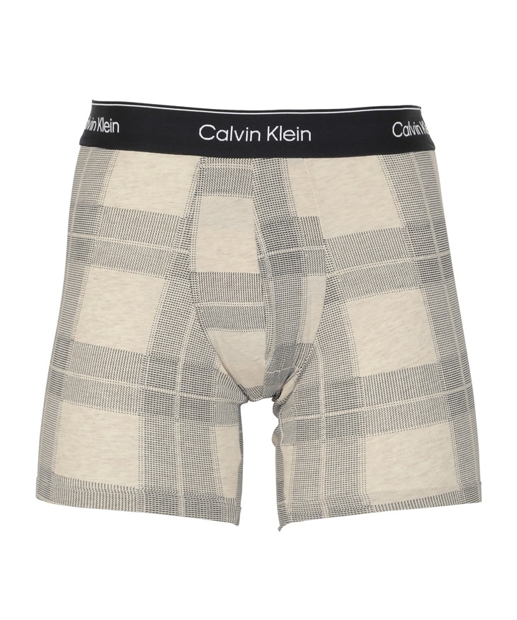 カルバンクライン Calvin Klein Modern Cotton Holiday メンズ ロングボクサーパンツ 高級 綿 コットン 綿混 長め ハイブランド 【メール便】(2.テクスチャオートミール-海外S(日本M相当))