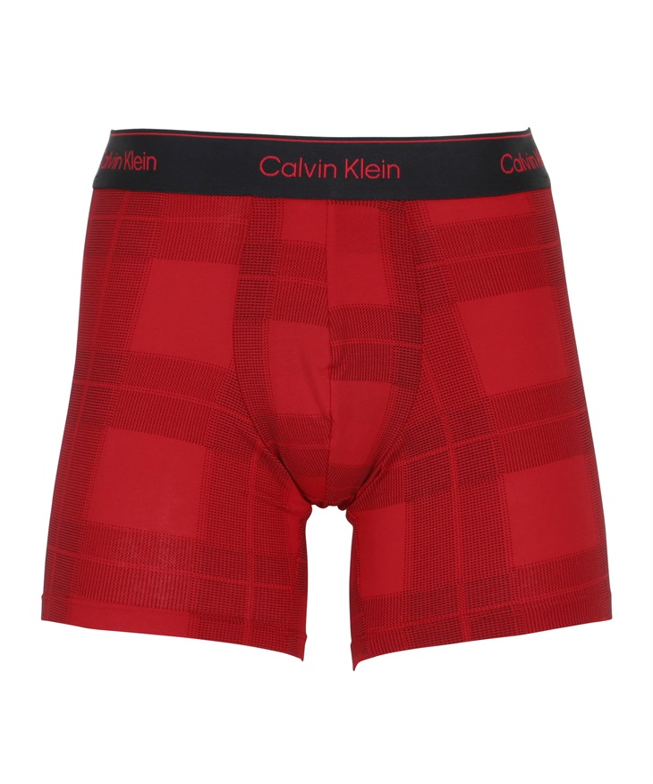 カルバンクライン Calvin Klein Modern Cotton Holiday メンズ ロングボクサーパンツ 高級 綿 コットン 綿混 長め ハイブランド 【メール便】(1.テクスチャレッド-海外S(日本M相当))