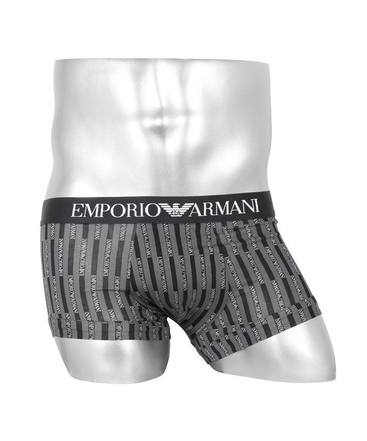 エンポリオ アルマーニ EMPORIO ARMANI Classic pattern mix メンズ ローライズ ボクサーパンツ 無地 ロゴ ワンポイント 総柄 ボーダー 【メール便】(ブラックストライプ-海外S(日本M相当))