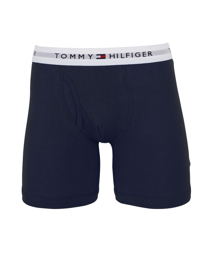 トミー ヒルフィガー TOMMY HILFIGER Cotton Classics Core Plus メンズ ロングボクサーパンツ 綿 コットン お試し 長め 無地 ロゴ 安い 激安【メール便】(5.ネイビー-海外S(日本M相当))