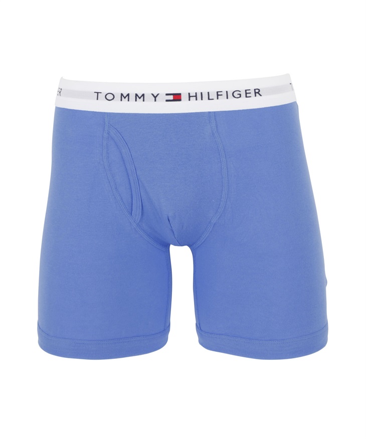 トミー ヒルフィガー TOMMY HILFIGER Cotton Classics Core Plus メンズ ロングボクサーパンツ 綿 コットン お試し 長め 無地 ロゴ 安い 激安【メール便】(7.ライトブルー2-海外S(日本M相当))