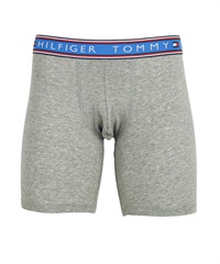 トミー ヒルフィガー TOMMY HILFIGER Cotton Stretch Core Plus メンズ ロングボクサーパンツ 綿 ロング丈 お試し 長め 安い 激安 【メール便】(3.グレー-海外S(日本M相当))