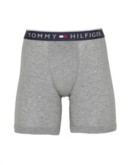 トミー ヒルフィガー TOMMY HILFIGER Cotton Stretch Core Plus メンズ ロングボクサーパンツ 綿 コットン ロング丈 長め お試し 無地 ロゴ 安い 【メール便】(5.グレー-海外S(日本M相当))