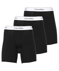 カルバンクライン Calvin Klein 【3枚セット】Modern Cotton Stretch メンズ ロングボクサーパンツ(ブラックWセット-海外S(日本M相当))