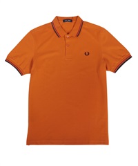 フレッドペリー FRED PERRY TWIN TIPPED メンズ 半袖 ポロシャツ(2.ラストオレンジ-海外XS(日本S相当))