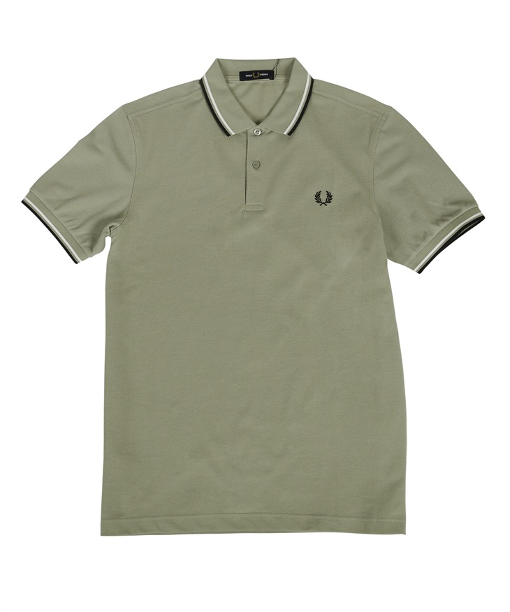 フレッドペリー FRED PERRY TWIN TIPPED メンズ 半袖 ポロシャツ 綿100% コットン 無地 ロゴ ワンポイント(7.シーグラス-海外XS(日本S相当))