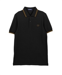 フレッドペリー FRED PERRY TWIN TIPPED メンズ 半袖 ポロシャツ(9.ブラックキャラメル-海外XS(日本S相当))