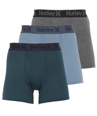 ハーレー Hurley 【3枚セット】SUPERSOFT BOXER メンズ ボクサーパンツ(3.ミディアムブルーセット-海外S(日本M相当))