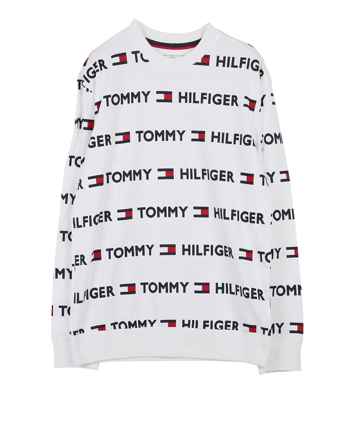 トミー ヒルフィガー TOMMY HILFIGER LOGO LINE PATTERN メンズ スウェット ギフト ラッピング無料 裏毛 綿100% コットン おしゃれ 長袖  ロゴ ワンポイント(4.ホワイト-海外S(日本M相当))