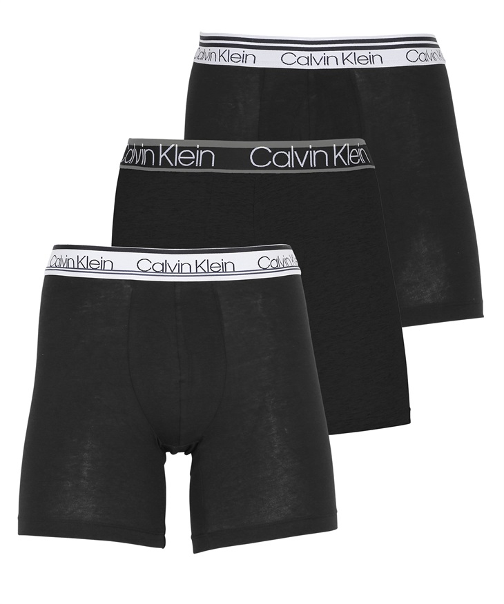 カルバンクライン Calvin Klein WB COTTON STRETCH VARIETY メンズ ロングボクサーパンツ 綿 コットン 綿混 高級 ハイブランド ロゴ ワンポイント 無地(1.ブラックセット-海外M(日本L相当))