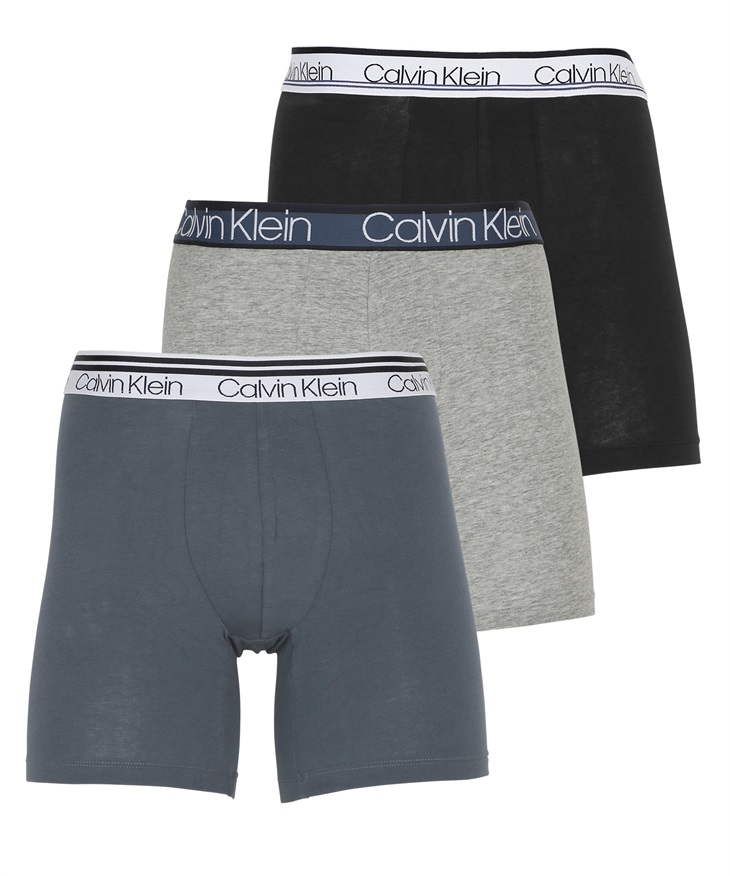カルバンクライン Calvin Klein WB COTTON STRETCH VARIETY メンズ ロングボクサーパンツ 綿 コットン 綿混 高級 ハイブランド ロゴ ワンポイント 無地(2.へミスフブルーセット-海外XL(日本XXL相当))