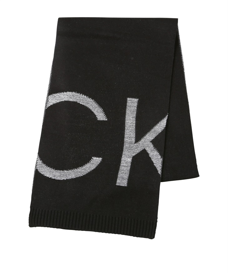 カルバンクライン Calvin Klein OVERSIZED TEXTRE CK SCARF マフラー ギフト ラッピング無料 おしゃれ ペア 防寒 ストール 高級 ブランド ロゴ(1.ブラック-フリーサイズ)