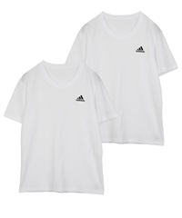 アディダス adidas 2枚組 メンズ Tシャツ ギフト ラッピング無料 吸水速乾 かっこいい 半袖 ロゴ ワンポイント 無地 【メール便】(1.ホワイト3132-M)