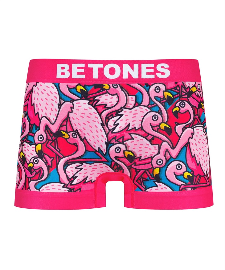 ビトーンズ BETONES FIRED UP メンズ ボクサーパンツ ギフト ラッピング無料 おしゃれ かわいい ツルツル アニマル柄 動物 ワンポイント ロゴ(ピンク-フリーサイズ)