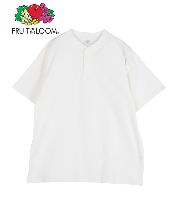 フルーツオブザルーム FRUIT OF THE LOOM FTL ヘビーオンスS/Sヘンリーネック Tシャツ 【メール便】(ホワイト-S)