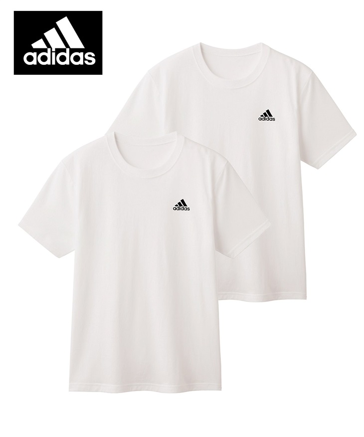 アディダス adidas 2枚セット メンズ 半袖 Tシャツ 【メール便】(Cホワイト-M)
