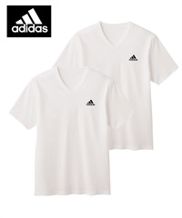 アディダス adidas 2枚セット メンズ 半袖 Tシャツ 【メール便】(Vホワイト-M)