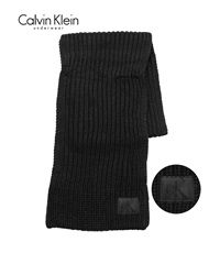 カルバンクライン Calvin Klein LOFTY SHAKER SCARF マフラー(ブラック-フリーサイズ)