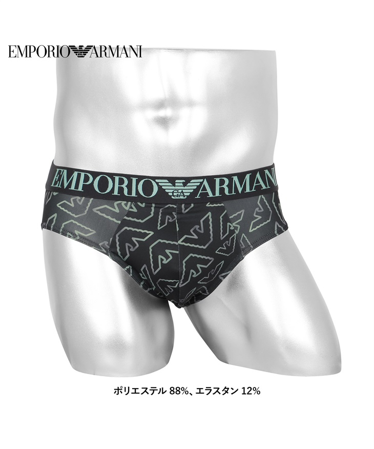 エンポリオ アルマーニ EMPORIO ARMANI ALL OVER EAGLE MICROFIBER メンズ ブリーフ 【メール便】(ブラックイーグル-海外S(日本M相当))