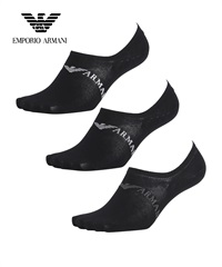 エンポリオ アルマーニ EMPORIO ARMANI 【3足セット】CASUAL FOOTIE SOCKS メンズ カバーソックス【メール便】(ブラックセット-海外S-M(約24.5-27.5cm))