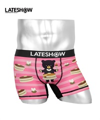 レイトショー LATESHOW BEAR BEE & PANCAKE メンズ ボクサーパンツ 【メール便】(ピンク-M)