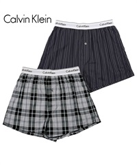 カルバンクライン Calvin Klein 【2枚セット】MODERN COTTON STRETCH メンズ トランクス(ヒッコリーチェックセット-海外S(日本M相当))