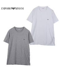 エンポリオ アルマーニ EMPORIO ARMANI 【2枚セット】ENDURANCE メンズ 半袖 Tシャツ(ホワイトグレーセット-海外S(日本M相当))
