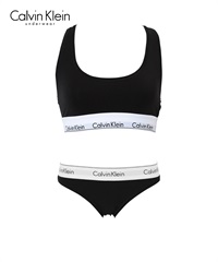 カルバンクライン Calvin Klein Modern Cotton レディース ブラ＆ショーツ 上下セット 【メール便】(ブラックショーツセット-ブラ海外XS×パンツ海外XS)
