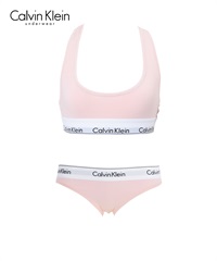 カルバンクライン Calvin Klein Modern Cotton レディース ブラ＆ショーツ 上下セット 【メール便】(Nピンクショーツセット-ブラ海外XS×パンツ海外XS)
