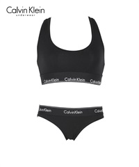 カルバンクライン Calvin Klein Modern Cotton レディース ブラ＆ショーツ 上下セット(6WAブラックショーツセット-ブラ海外XS×パンツ海外XS)