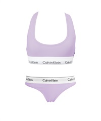 カルバンクライン Calvin Klein MODERN COTTON レディース 上下セット おしゃれ 可愛い セットアップ 綿 高級 ブランド ロゴ 無地(6.ライラックショーツセット-ブラ海外XS×パンツ海外XS)