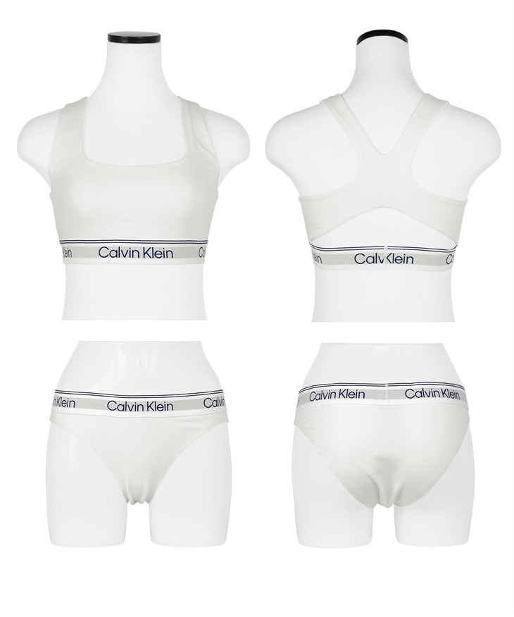 カルバンクライン Calvin Klein Athletic UNLINED BRALETTE レディース 上下セット(4.ホワイトショーツセット-ブラ海外XS×パンツ海外XS)