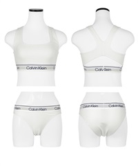 カルバンクライン Calvin Klein Athletic UNLINED BRALETTE レディース 上下セット(4.ホワイトショーツセット-ブラ海外XS×パンツ海外XS)