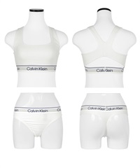 カルバンクライン Calvin Klein Athletic UNLINED BRALETTE レディース 上下セット(9.ホワイトTバックセット-ブラ海外XS×パンツ海外XS)