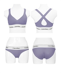 カルバンクライン Calvin Klein Modern Cotton レディース ブラ＆ショーツ 上下セット(4.Sグレープショーツセット-ブラ海外XS×パンツ海外XS)