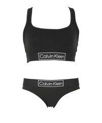 カルバンクライン Calvin Klein Reimagined Heritage レディース ブラ＆ショーツ 上下セット おしゃれ 可愛い セットアップ ブラセット ブラ・ショーツ(3.ブラックショーツセット-ブラ海外XS×パンツ海外XS)
