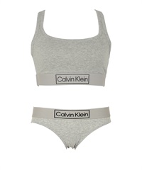カルバンクライン Calvin Klein Reimagined Heritage レディース ブラ＆ショーツ 上下セット おしゃれ 可愛い セットアップ ブラセット ブラ・ショーツ(4.グレーショーツセット-ブラ海外XS×パンツ海外XS)
