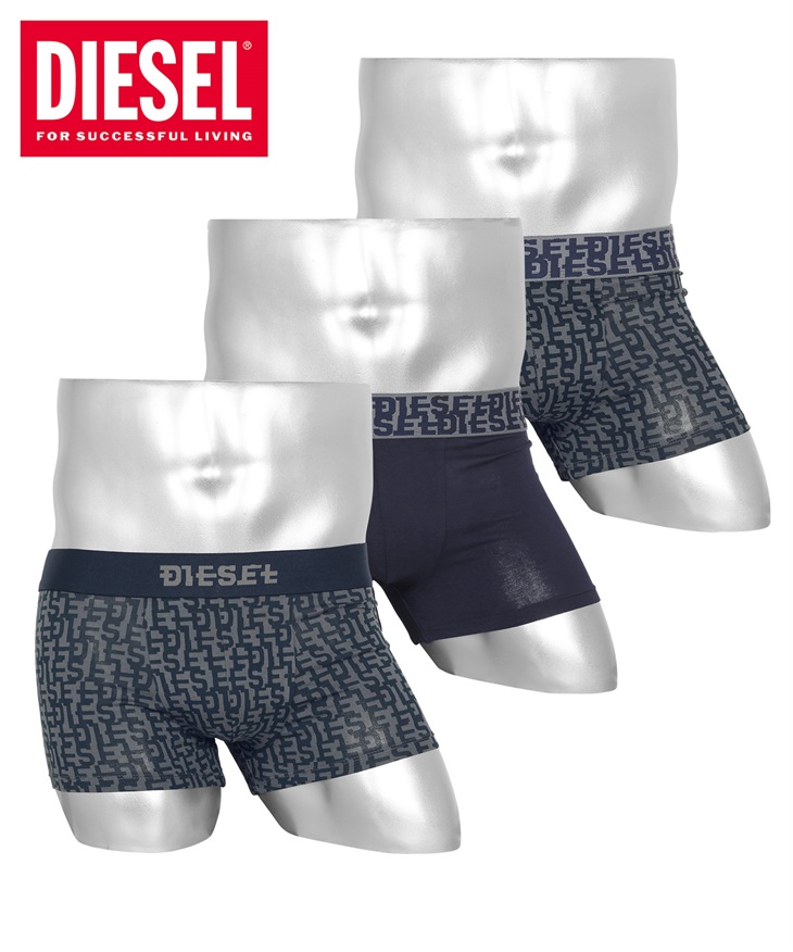 ディーゼル DIESEL 【3枚セット】PRINT メンズ ローライズボクサーパンツ(ネイビーE6621セット-海外XS(日本S相当))