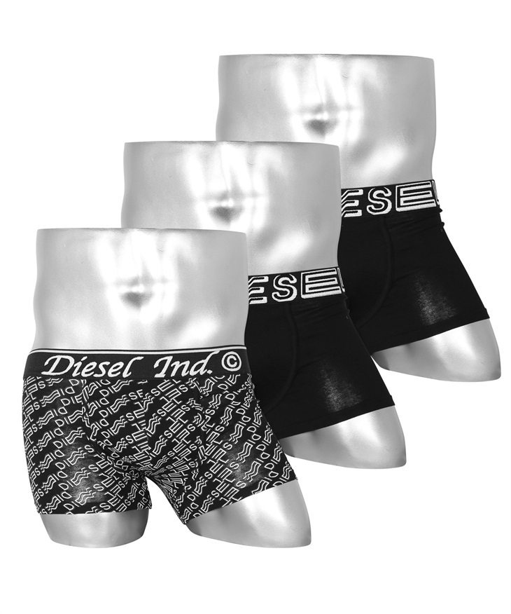 ディーゼル DIESEL 【3枚セット】PRINT メンズ ボクサーパンツ(Pブラックセット-海外XS(日本S相当))