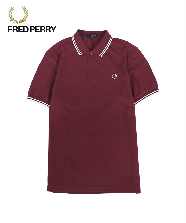 フレッドペリー FRED PERRY TWIN TIPPED メンズ 半袖 ポロシャツ(6.ポートレッド-海外S(日本M相当))