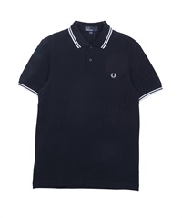 フレッドペリー FRED PERRY TWIN TIPPED メンズ 半袖 ポロシャツ 綿100% 無地 おしゃれ ゴルフ 紳士 ビジネス ビジカジ クールビズ  無地 ロゴ(1.ネイビー-海外XS(日本S相当))