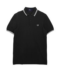 フレッドペリー FRED PERRY TWIN TIPPED メンズ 半袖 ポロシャツ(3.ブラックホワイト-海外S(日本M相当))