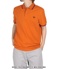 フレッドペリー FRED PERRY TWIN TIPPED メンズ 半袖 ポロシャツ ギフト ラッピング無料 綿100% 無地 おしゃれ かっこいい  無地 ロゴ ワンポイント(17.ラストオレンジ-海外XS(日本S相当))