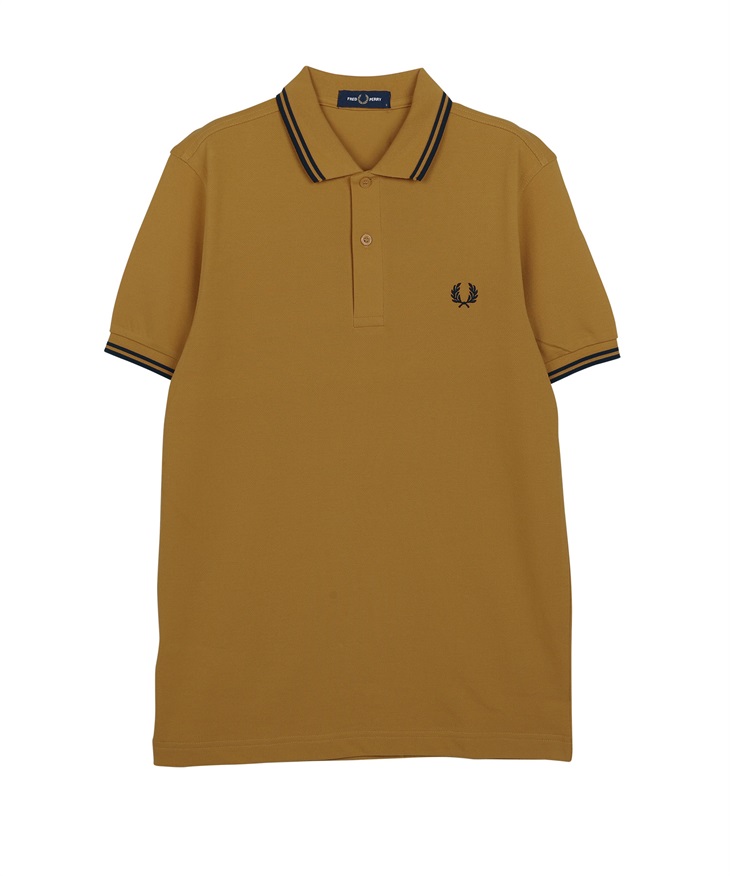 フレッドペリー FRED PERRY TWIN TIPPED メンズ 半袖 ポロシャツ 綿100% コットン 無地 ロゴ ワンポイント(20.キャラメル-海外XL(日本XXL相当))