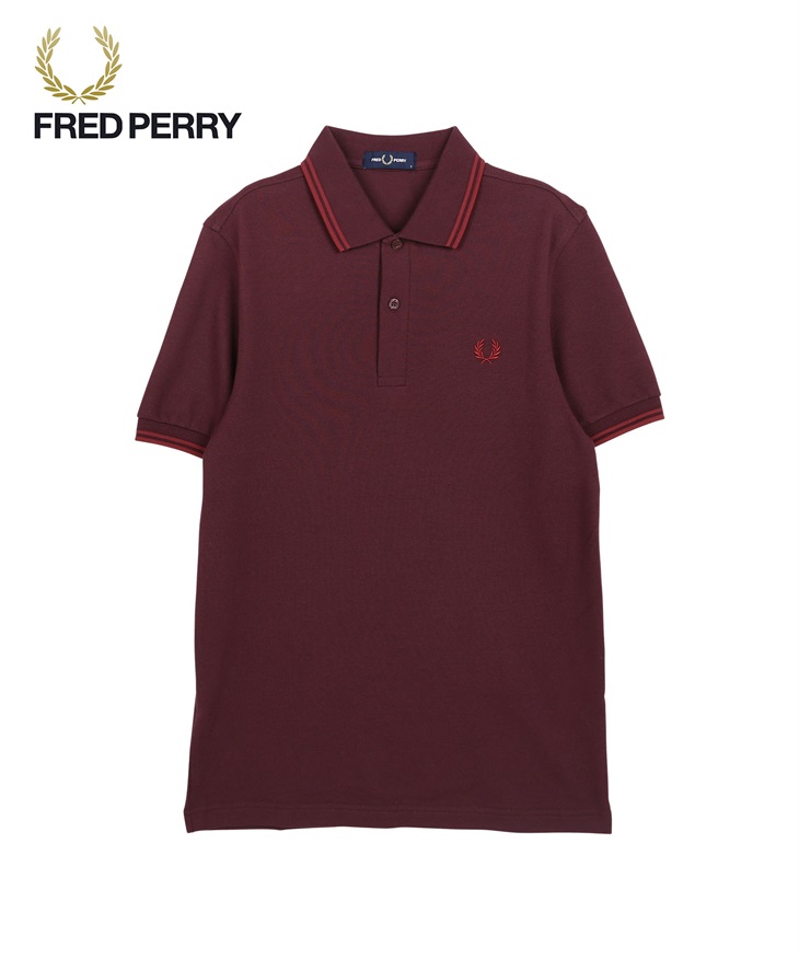 フレッドペリー FRED PERRY TWIN TIPPED メンズ 半袖 ポロシャツ(ワインレッド-海外S(日本M相当))