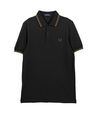 フレッドペリー FRED PERRY TWIN TIPPED メンズ 半袖 ポロシャツ(8.ブラックＳストーン-海外S(日本M相当))