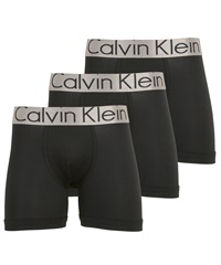 カルバンクライン Calvin Klein 【3枚セット】STEEL MICRO メンズ ロングボクサーパンツ 高級 ブランド  無地 ロゴ ワンポイント(1.ブラックセット-海外S(日本M相当))