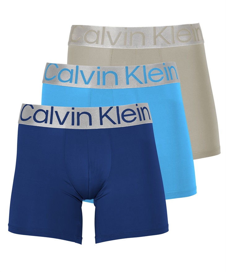 カルバンクライン Calvin Klein 【3枚セット】STEEL MICRO メンズ ロングボクサーパンツ(ミッドナイトブルーセット-海外S(日本M相当))