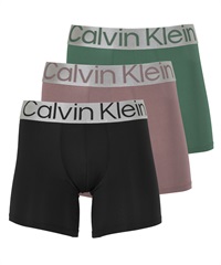 カルバンクライン Calvin Klein 【3枚セット】STEEL MICRO メンズ ロングボクサーパンツ(ブラックスパロウセット-海外S(日本M相当))